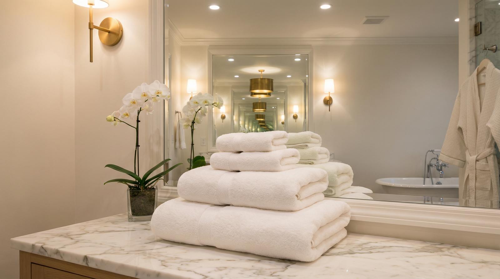 Airbnb presentation details with fresh towels and amenities