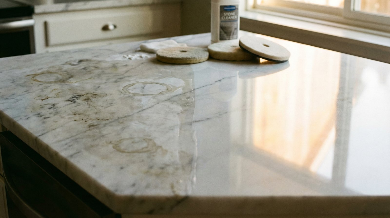 Accumulated buildup being addressed during initial deep cleaning