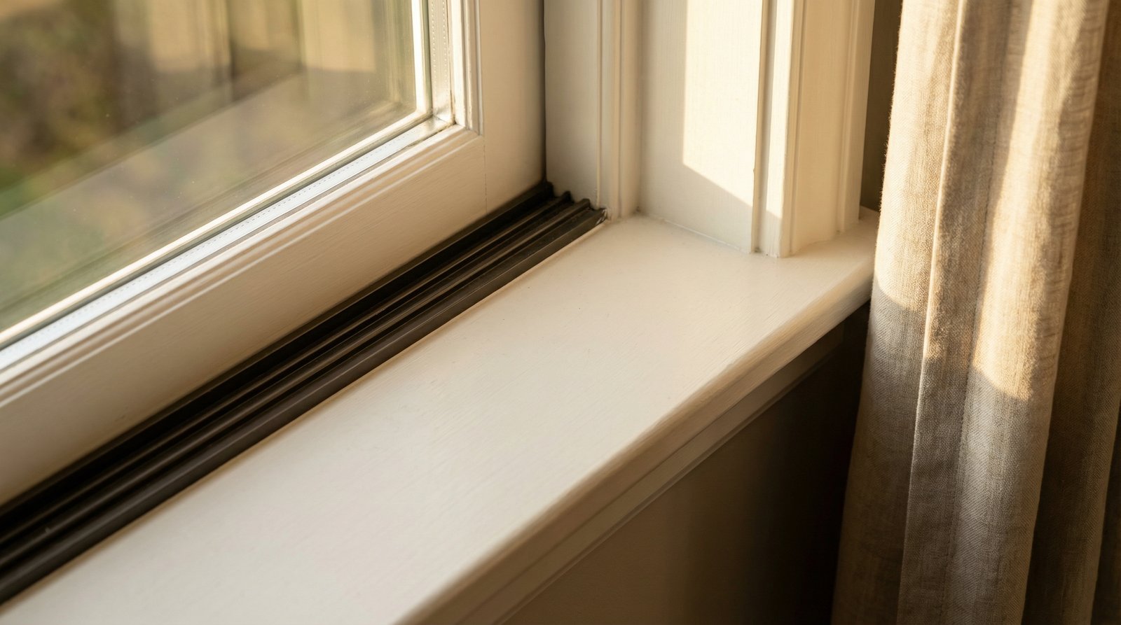 Detailed window sill and trim cleaning during initial deep service