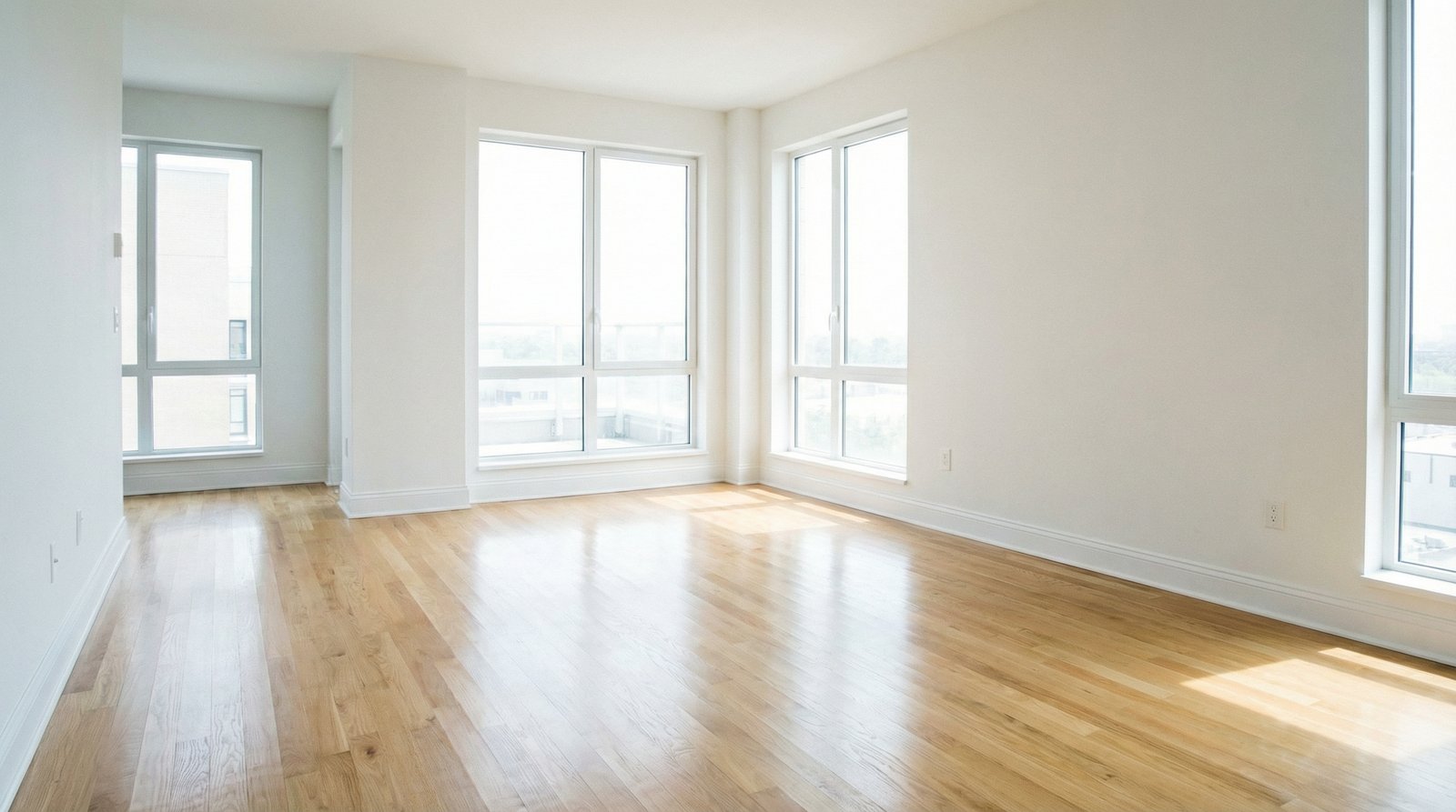 Pristine hardwood floors ready for inspection after move-out cleaning