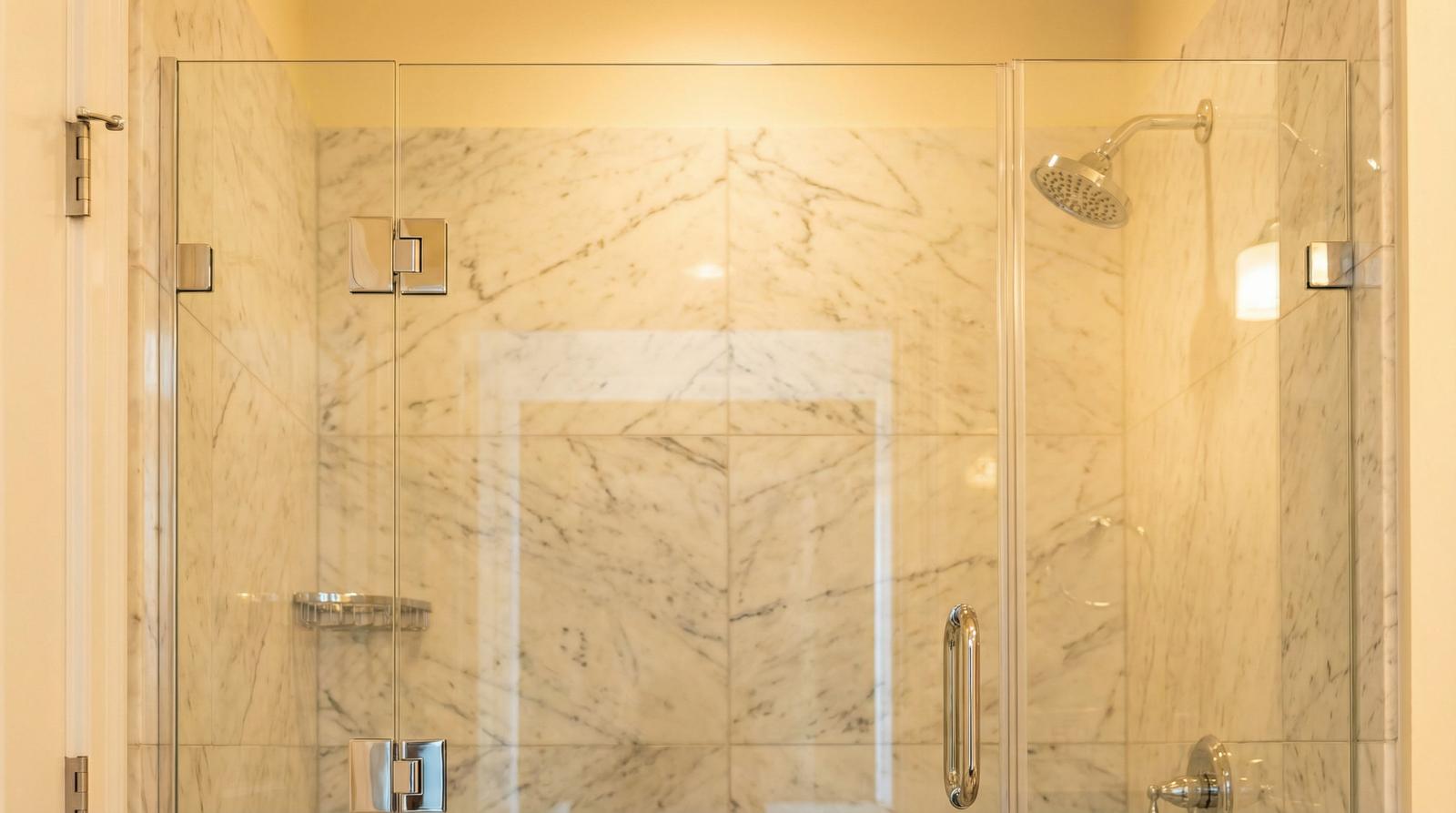 Crystal clear shower glass in luxury bathroom