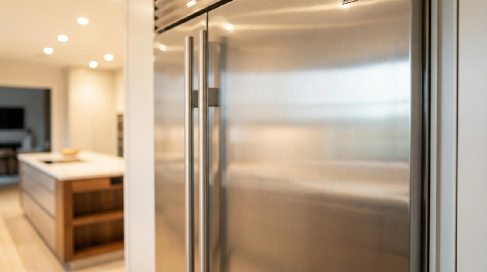 Restored stainless steel surface in warm light