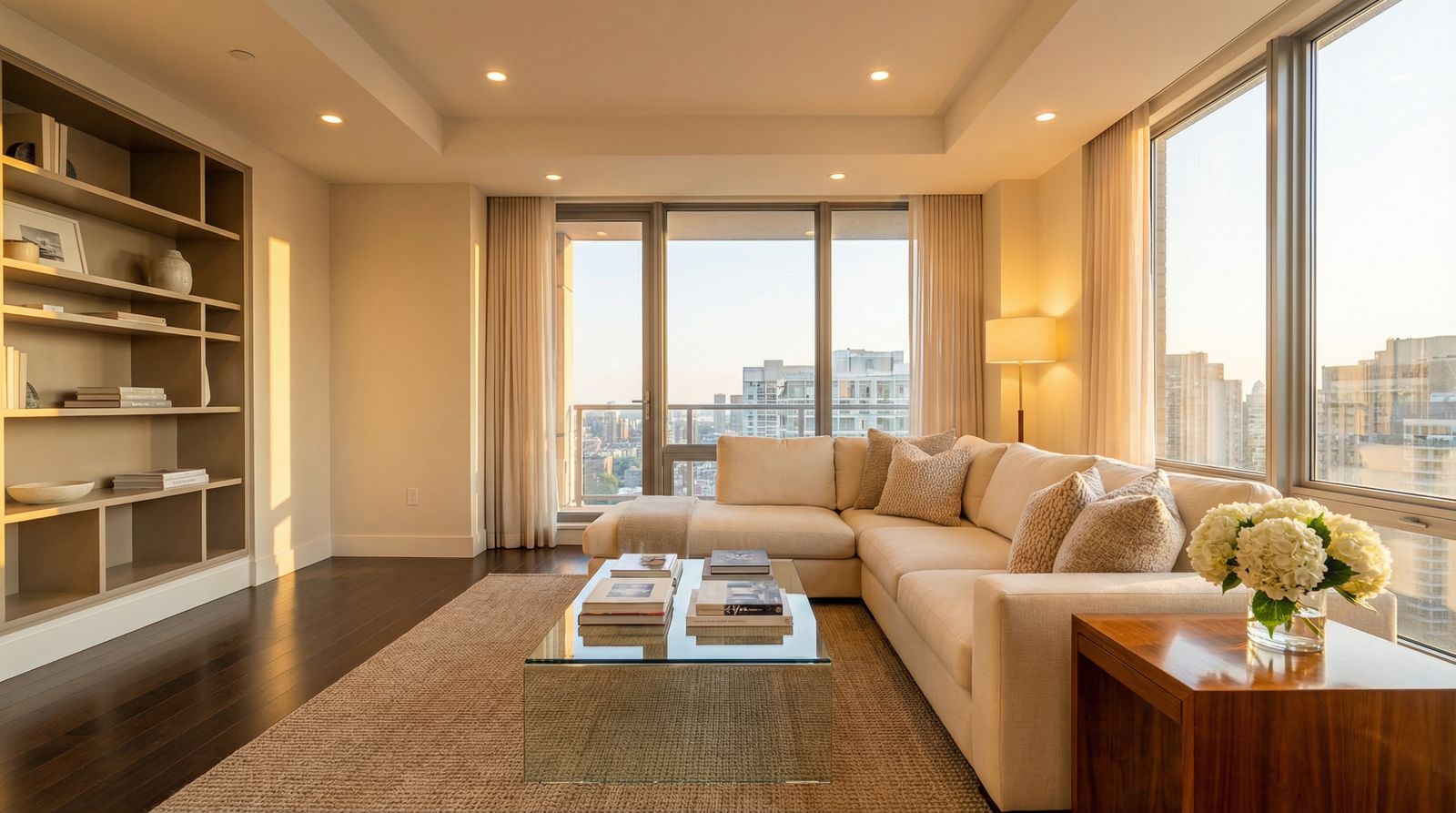 Refreshed Airbnb living space after turnover cleaning